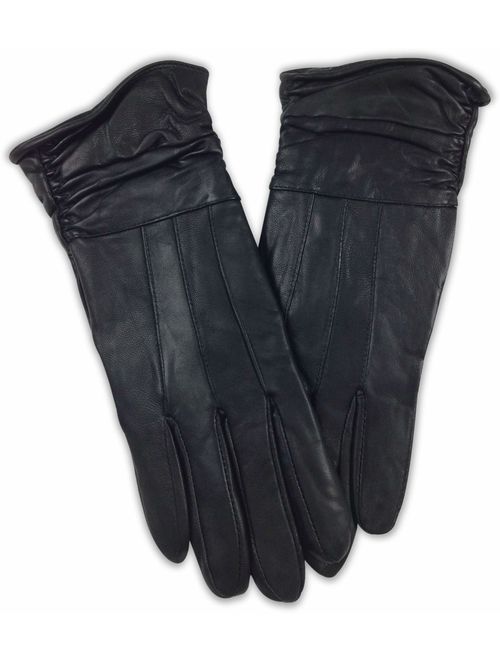 Luxury Soft Women's Black Genuine Leather 3M Thinsulate Winter Gloves