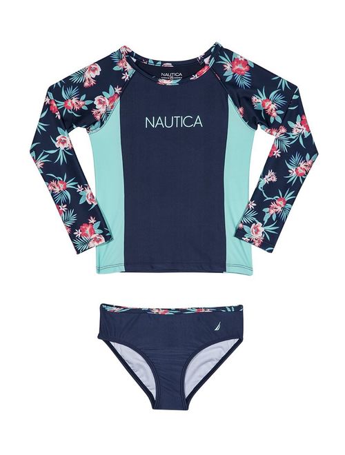 Nautica Girls Rashguard Swim Suit Set 