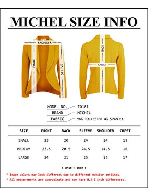 Michele Michel Womens Blazer Lightweight Open Front Draped Casual Work Stretchy Blazer