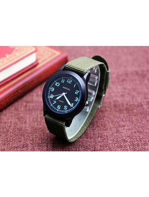 Kortusa School Kids Army Military Luminous Wrist Watch with Nylon Strap