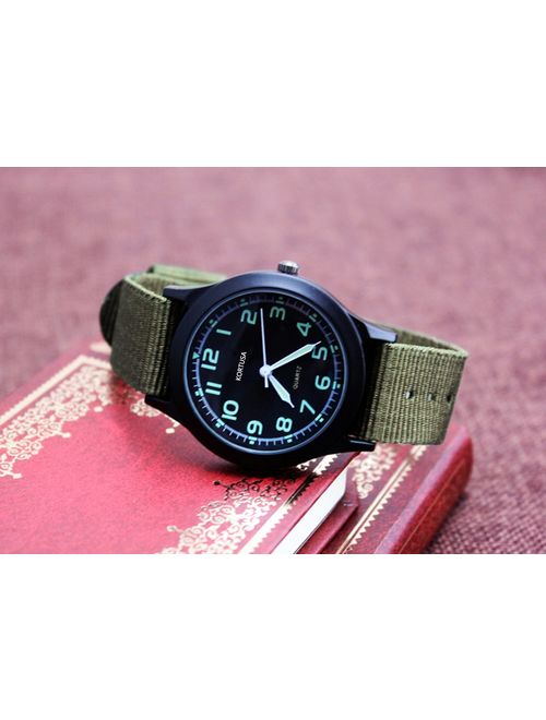 Kortusa School Kids Army Military Luminous Wrist Watch with Nylon Strap
