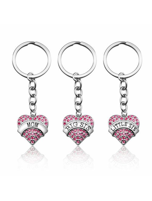 Mom Birthday Gift from Daughter - 3PCS Stainless Steel Mother Big Sis Little Sis Keychain Gifts Set for Mother's Day