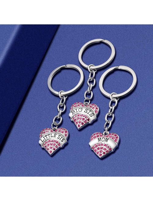 Mom Birthday Gift from Daughter - 3PCS Stainless Steel Mother Big Sis Little Sis Keychain Gifts Set for Mother's Day