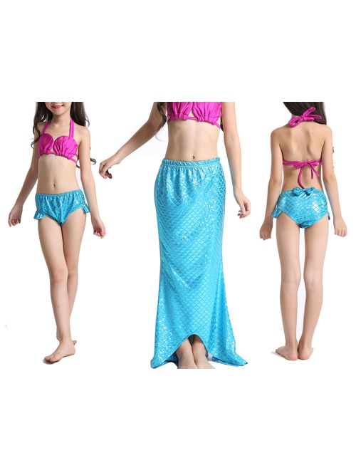 Kids Baby Girls Toddler Mermaid Swimsuit Swimwear Bathing Suit Bikini Set 3pcs# 
