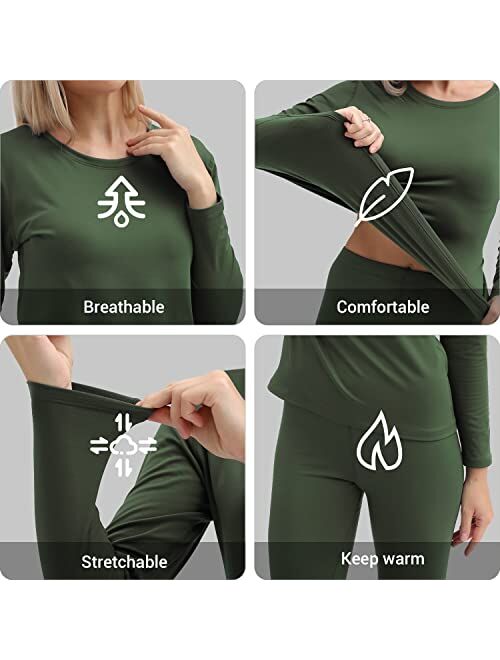 PISIQI Thermal Underwear Women Ultra-Soft Long Johns Set Base Layer Skiing Winter Warm Top & Bottom