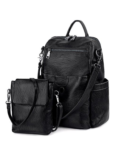UTO Women Backpack Purse Ladies Rucksack Detachable Crossbody Shoulder Bag PU Leather/Nylon Fabric Version