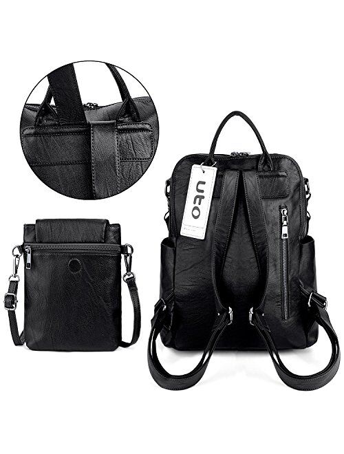 UTO Women Backpack Purse Ladies Rucksack Detachable Crossbody Shoulder Bag PU Leather/Nylon Fabric Version
