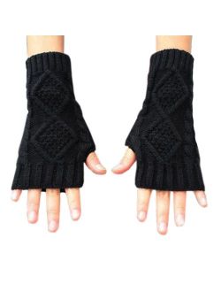 NOVAWO Women's Hand Crochet Winter Warm Fingerless Arm Warmers Gloves