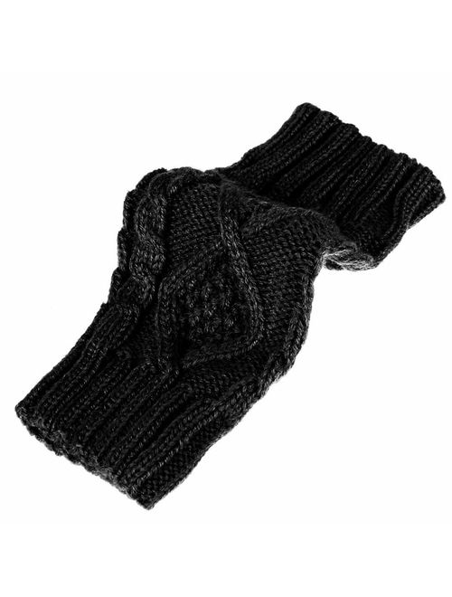 NOVAWO Women's Hand Crochet Winter Warm Fingerless Arm Warmers Gloves