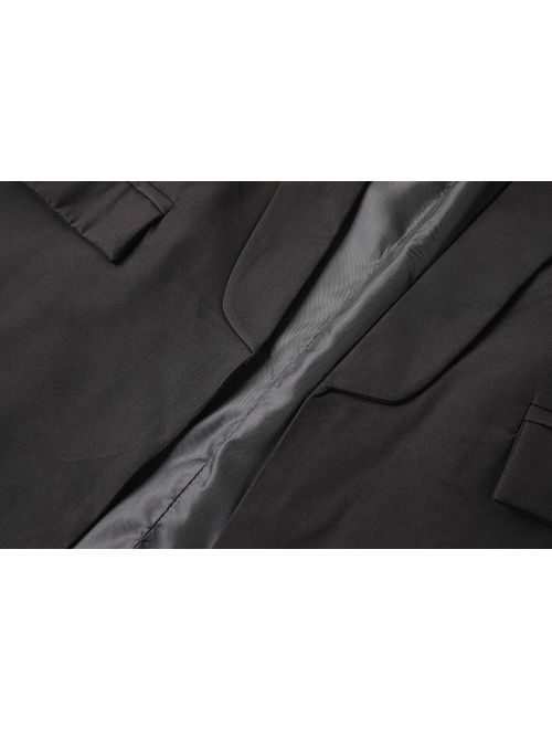 Nulibenna Womens 3/4 Ruched Sleeve Blazer Jacket Lightweight Work Office Open Front Soild Coat