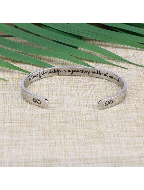 Joycuff Inspirational Bracelets for Women Personalized Gift for Her Engraved Mantra Cuff Bangle Crown Birthday Jewelry