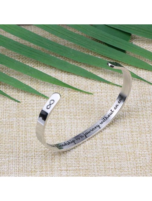 Joycuff Inspirational Bracelets for Women Personalized Gift for Her Engraved Mantra Cuff Bangle Crown Birthday Jewelry