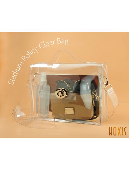 HOXIS Clear Bag with Turn Lock Closure Women's Cross Body Handbags Stadium Approved