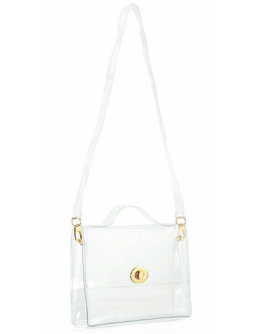 HOXIS Clear Bag with Turn Lock Closure Women's Cross Body Handbags Stadium Approved