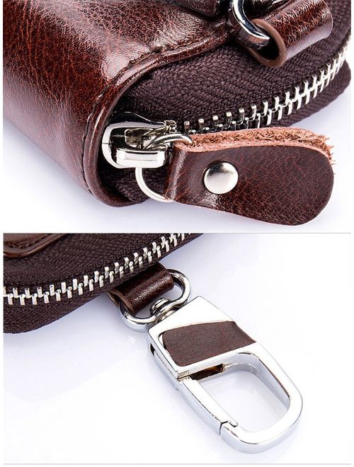 Aladin Unisex Large Leather Key Case Keychain Wallet with 12 Hooks & 1 Keychain/Ring