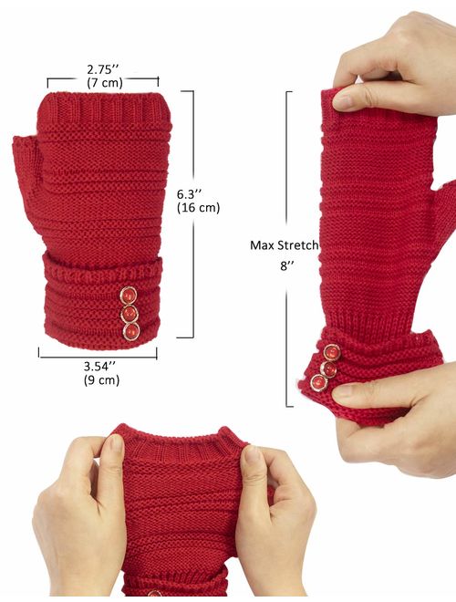 Dahlia Women's Knit Fingerless Gloves; Hand, Wrist, and Arm Warmers