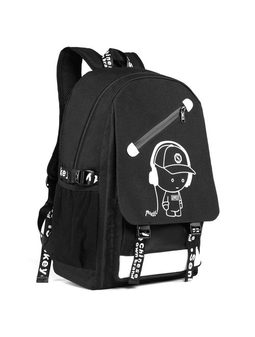 Unisex School Backpack 15.6" Laptop Backpack Charging Port Anti-theft Rucksack