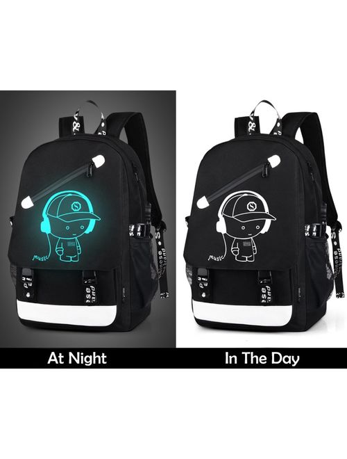 Unisex School Backpack 15.6" Laptop Backpack Charging Port Anti-theft Rucksack