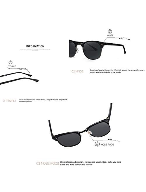 AEVOGUE Polarized Sunglasses Semi Rimless Frame Retro Brand Sun Glasses AE0369