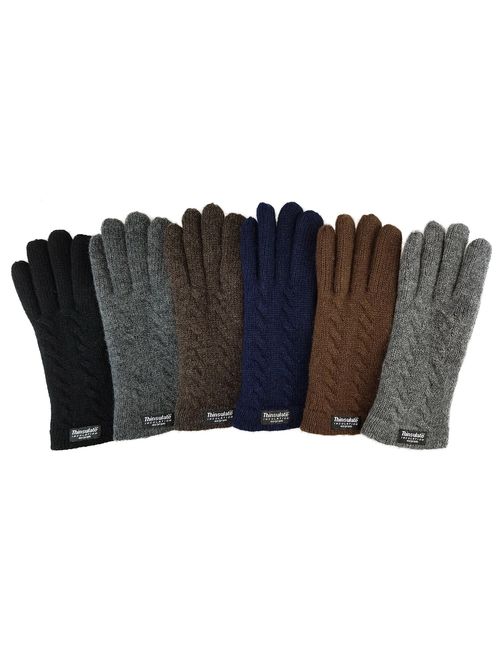 Bruceriver Ladie's Pure Wool Knit Gloves with Thinsulate Lining and Cable design