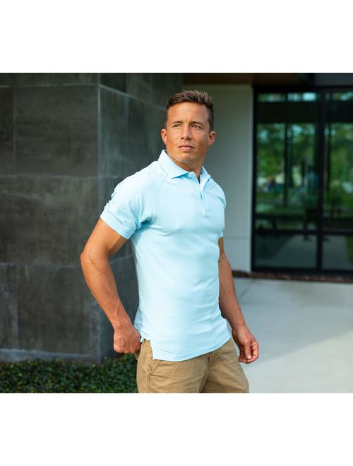 CC Perfect Slim Fit Polo Shirts for Men + Stretch | Breathable Sweat Wicking Short Sleeve Fitted Collared Mens Polo T Shirt