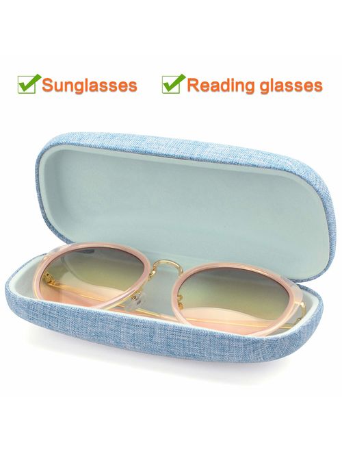 Vemiss Hard Shell Eyeglasses Case Linen Fabrics Large Sunglasses Case Concise