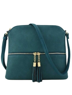Lightweight Medium Crossbody Bag with Tassel