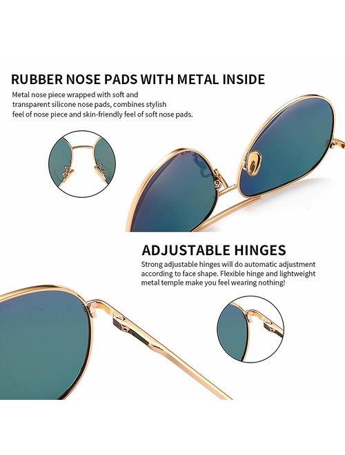 SUNGAIT Women's Lightweight Oversized Aviator Sunglasses - Mirrored Polarized Lens