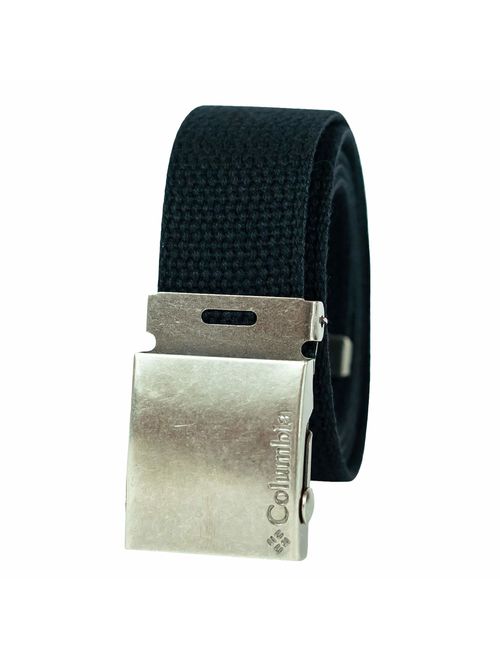 Columbia Men's & Boys' Military Web Belt - Adjustable One Size Cotton Strap and Metal Plaque Buckle