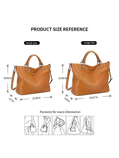 Kattee Women's Soft Genuine Leather Tote Bag, Top Satchel Purses and Handbags
