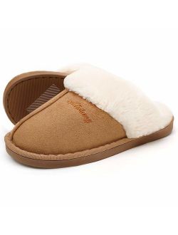 SOSUSHOE Women Slippers Fluffy Fur Slip On House Slippers Soft and Warm House Shoes for Indoor Outdoor