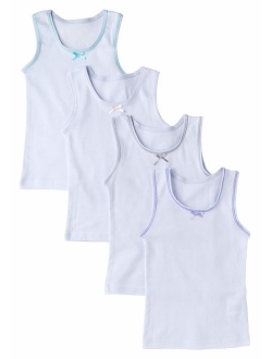 Sportoli Girls Ultra Soft 100% Cotton White and Assorted Tagless Tank Top Undershirts