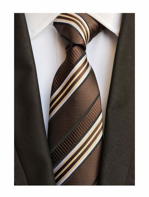 Elfeves Men's Modern Striped Patterned Formal Ties College Daily Woven Neckties