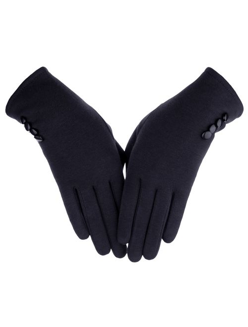 Knolee Women's Button Touch Screen Glove Lined Thick Warmer Winter Gloves