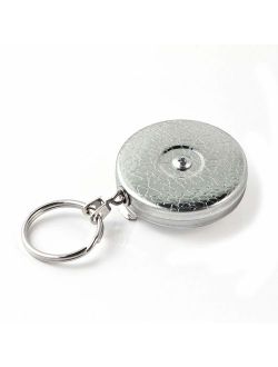 KEY-BAK Original Retractable Key Holder with a Chrome Front, Steel Belt Clip, Split Ring and Made in the USA