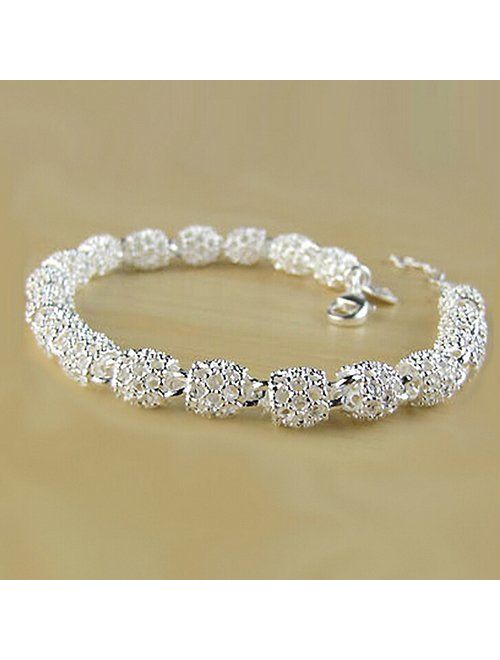 Aland Women's 925 Sterling Silver Hollow Chain Bracelet Charm Wrist Bangle Clasp Gift