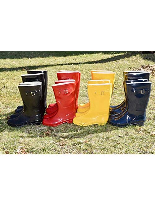 NORTY Women's Hurricane Wellie Glossy  Waterproof Mid-Calf Rainboots
