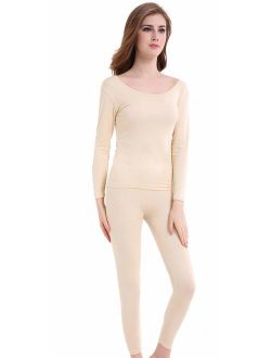 Womens Thermal Underwear Set Ultra Thin Crew Neck Base Layer Stretch Long Johns