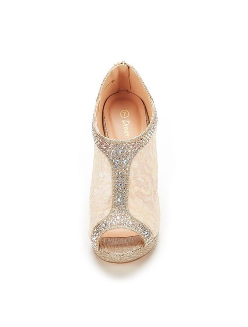 DREAM PAIRS Women's Valentine Fashion Dress High Heel Peep Toe Wedding Pumps Shoes