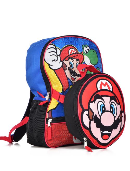 Nintendo Mario Backpack With Shaped Mario Head Lunch Kit Backpack