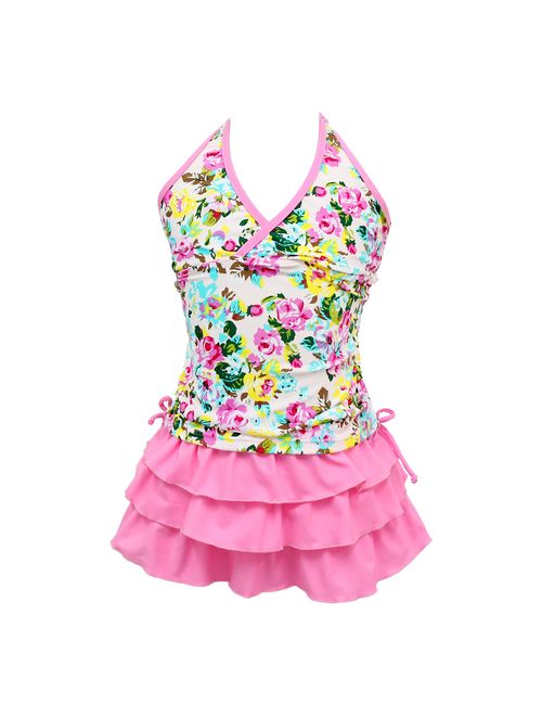 qyqkfly Girls Tankini 2 Piece 4Y-15Y Florence Adjustable Swimsuits (FBA)