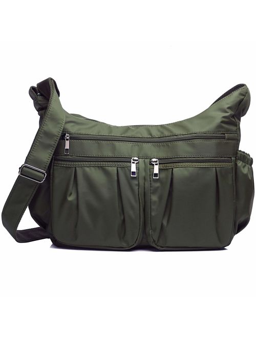 Waterproof Nylon Multi-Pocket Crossbody Purse Bags for Women Travel Shoulder Bag