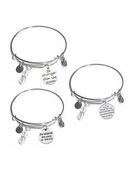Hidden Hollow Beads Message Charm (84 Options) Expandable Wire Bangle Bracelet, in the popular style, COMES IN A GIFT BOX!