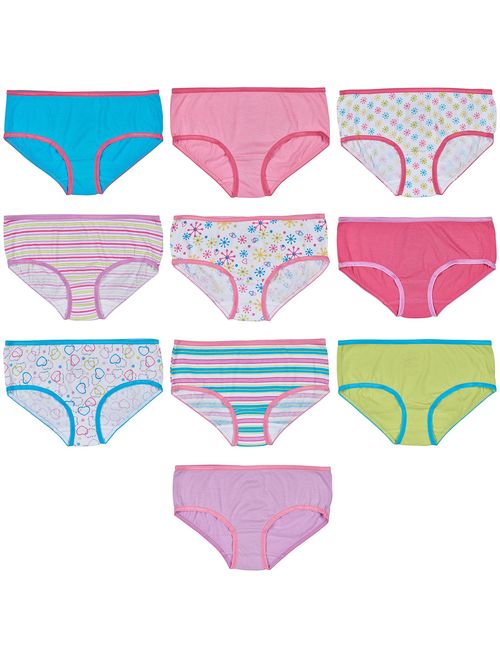 Trimfit Girls 100% Cotton Colorful Hipster Panties (Pack of 10)