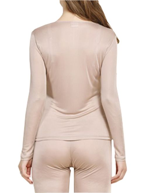 Fashion Silk Women's Silk Long Underwear | Silk Thermal Underwear Sets for Women Mulberry Silk Long Johns