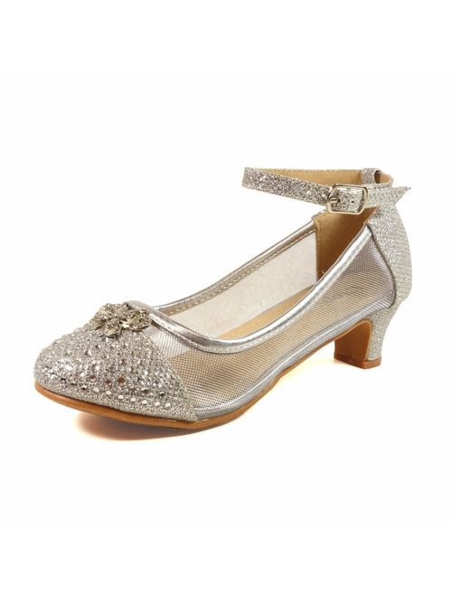 Nova Utopia Toddler Little Girls Low Medium Heel Dress Sandal Flower Girl Shoes (Size 9-4)