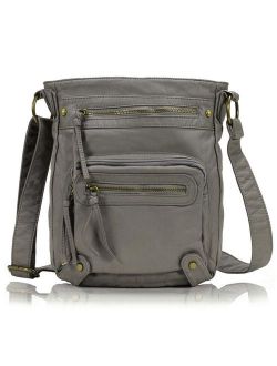 Small Crossbody Shoulder Bag for Women, Ultra Soft Washed Vegan Leather, H1693
