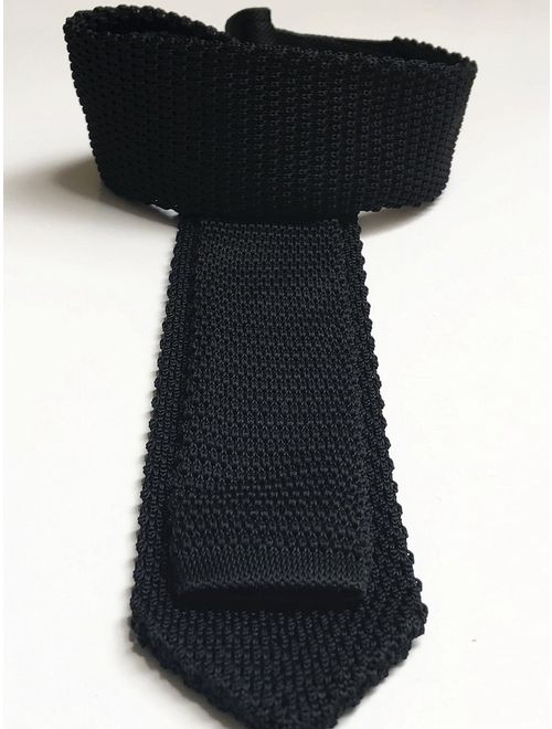 Men's Skinny Knit Tie Vintage Mixed Pattern Casual 2.4" Necktie - Various Colors