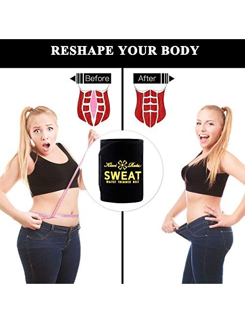 KIWI RATA Waist Trimmer Belt for Weight Loss Women & Men Waist Trainer Fat Burner Wrap Slimming Body Shaper