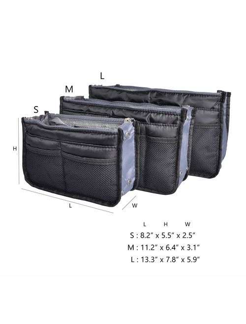 Vercord Purse Organizer,Insert Handbag Organizer Bag in Bag S 13 Pockets 30 Colors 3 Size -  Multicoloured